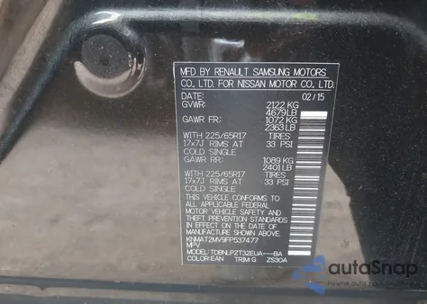 2015 Nissan Rogue S из США, поврежденный, VIN KNMAT2MV9FP537477